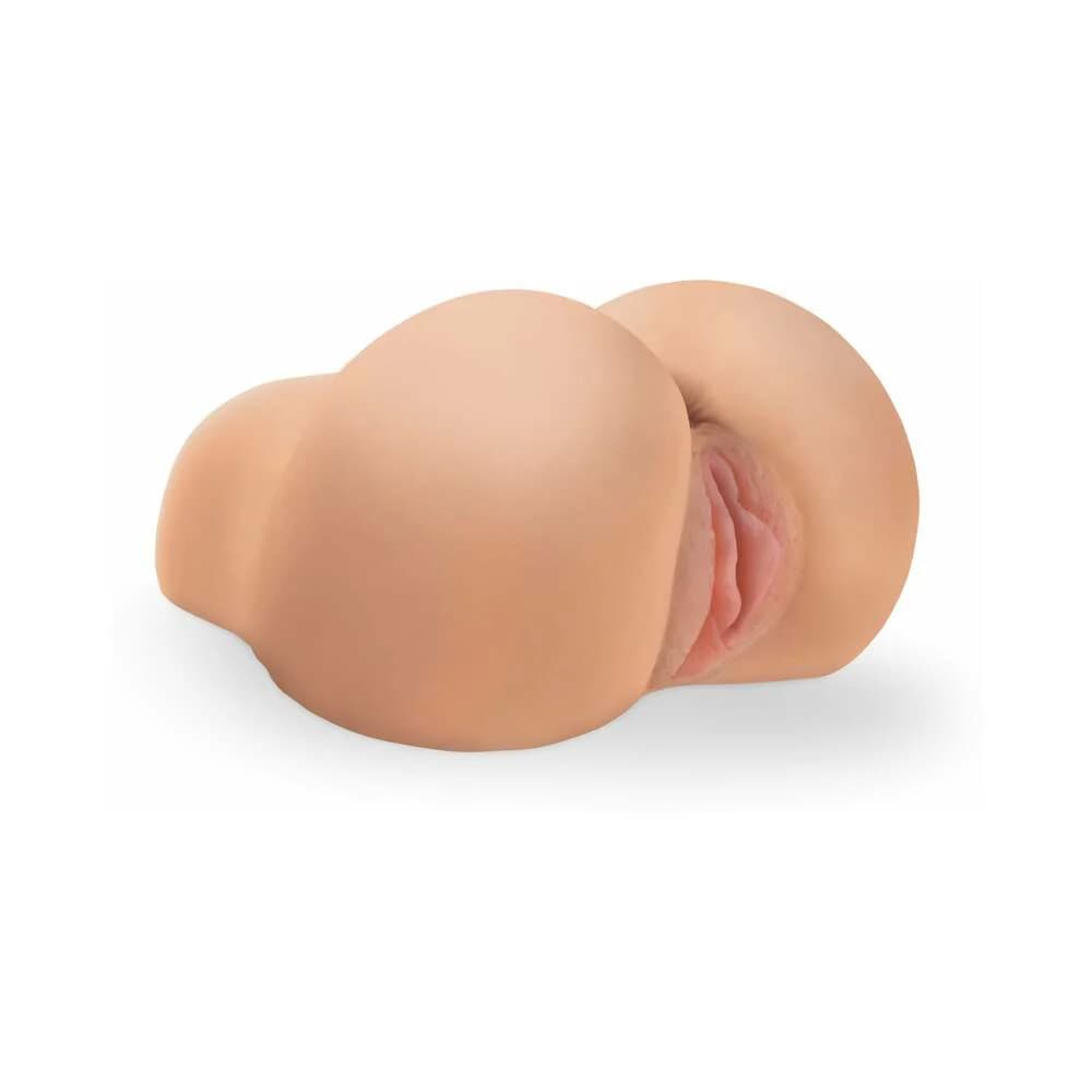 PDX Dirty Talk Interactive Mini Fuck Me Silly Rechargeable Vibrating Dual-Entry Masturbator Beige thumbnail
