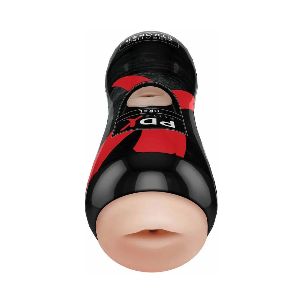 PDX Elite Vibrating Stroker Oral Beige/Black thumbnail