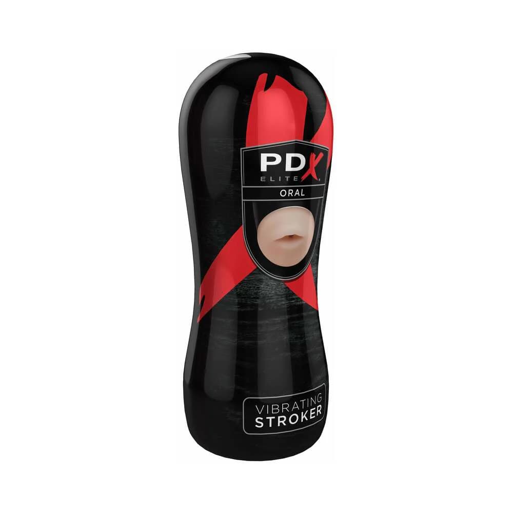 PDX Elite Vibrating Stroker Oral Beige/Black thumbnail