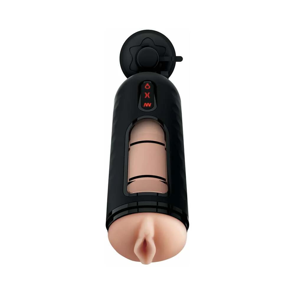 PDX Elite Vibrating Mega Milker Rechargeable Stroker With Hands-Free Suction Cup Beige/Black thumbnail