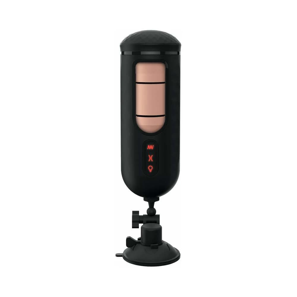 PDX Elite Vibrating Mega Milker Rechargeable Stroker With Hands-Free Suction Cup Beige/Black thumbnail