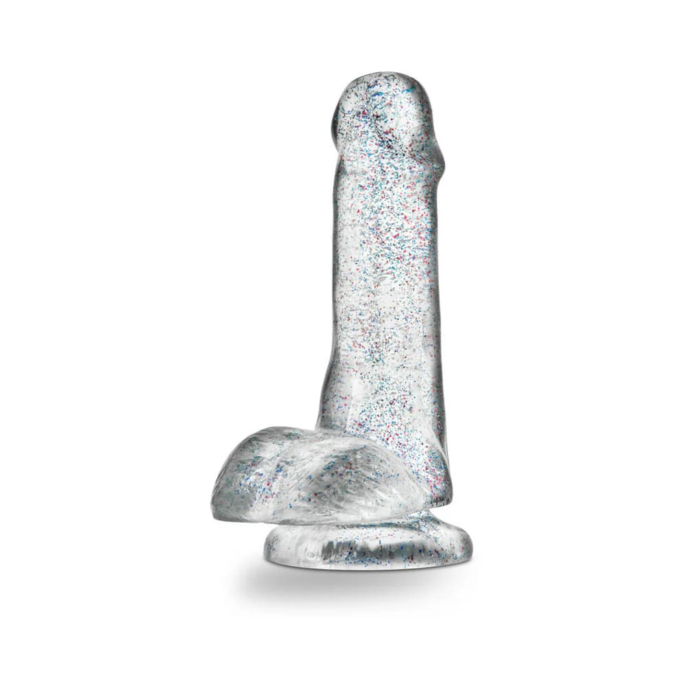 Naturally Yours 6 in. Glitter Cock Realistic Dildo with Balls Sparkling Clear thumbnail