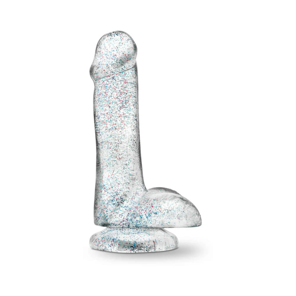Naturally Yours 6 in. Glitter Cock Realistic Dildo with Balls Sparkling Clear thumbnail