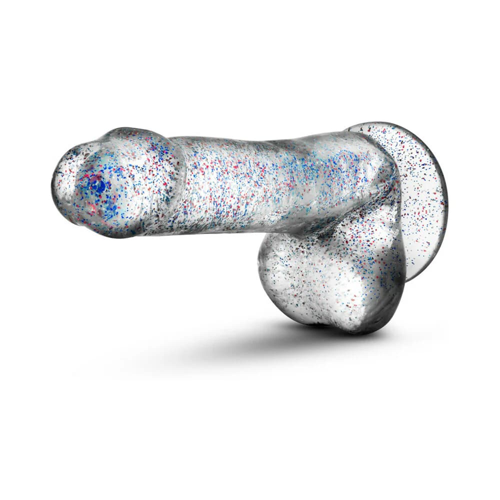 Naturally Yours 6 in. Glitter Cock Realistic Dildo with Balls Sparkling Clear thumbnail