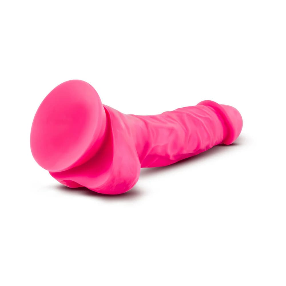 Neo 7.5 in. Dual Density Dildo with Balls Neon Pink thumbnail