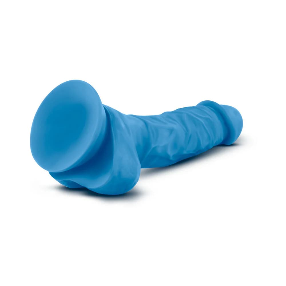 Neo 7.5 in. Dual Density Dildo with Balls Neon Blue thumbnail