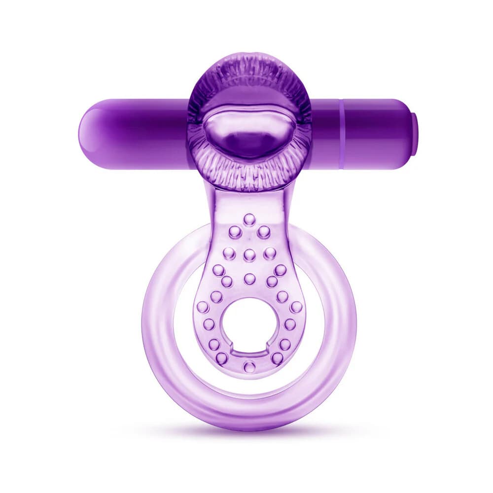 Play with Me Lick It Vibrating Double Strap Cockring Purple thumbnail