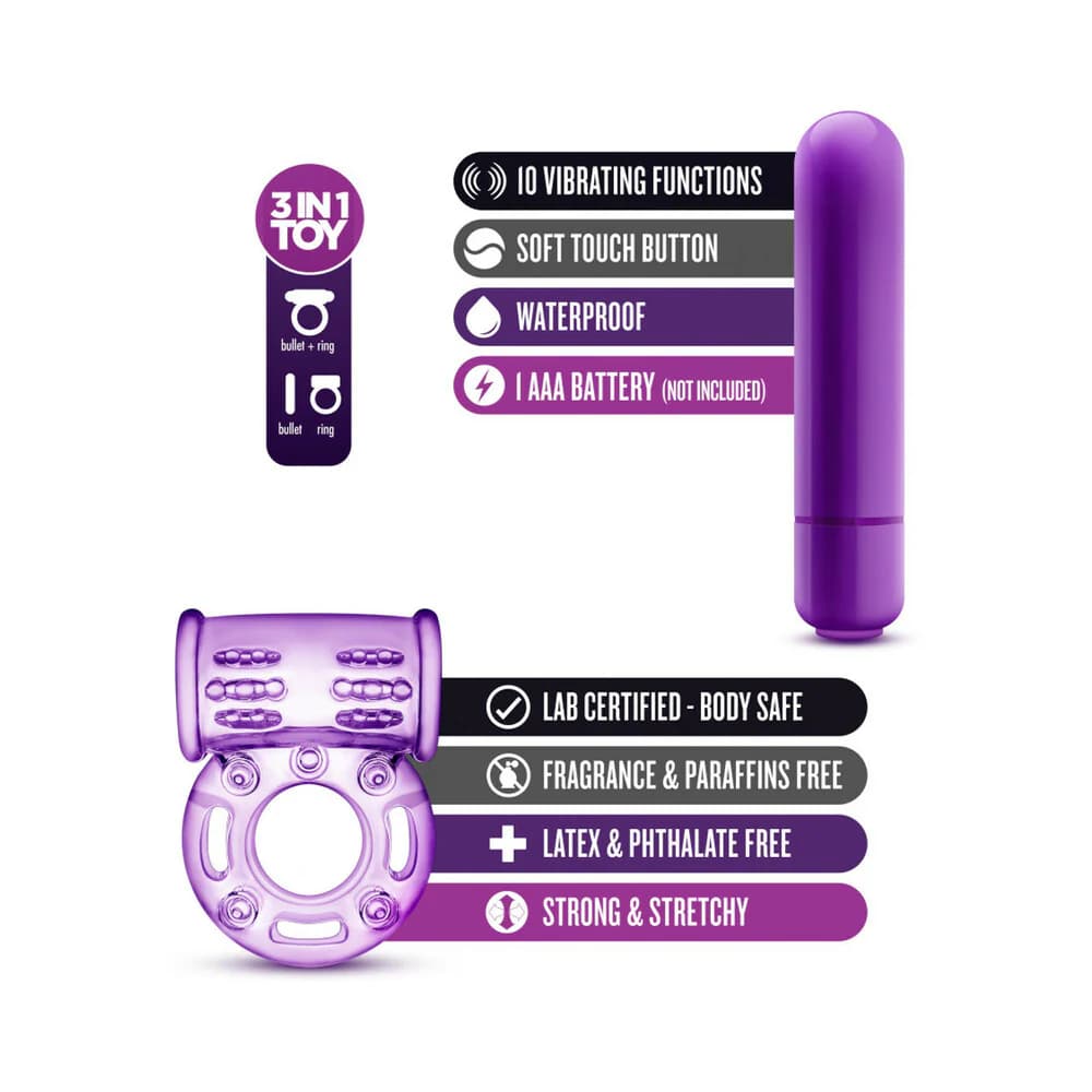 Play with Me Couples Play Vibrating Cockring Purple thumbnail