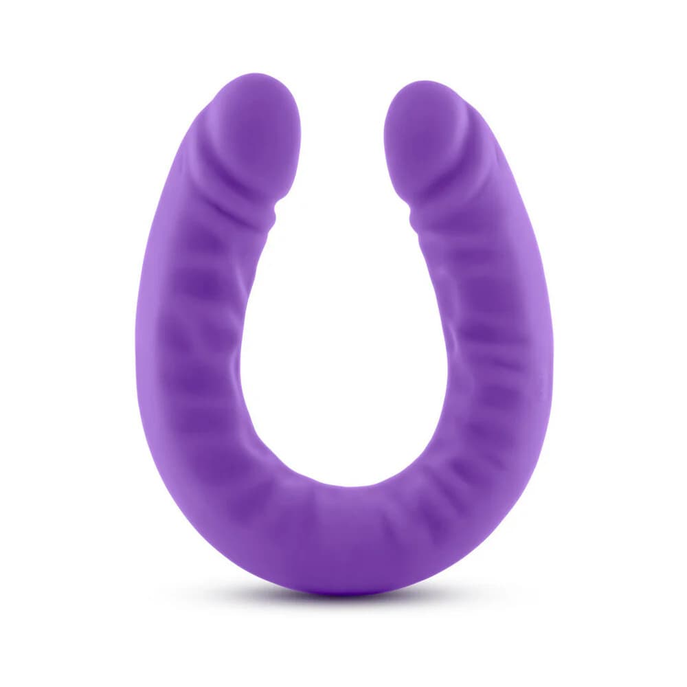 Ruse Realistic 18 in. Silicone Slim Double Dong Dual Ended Dildo Purple thumbnail