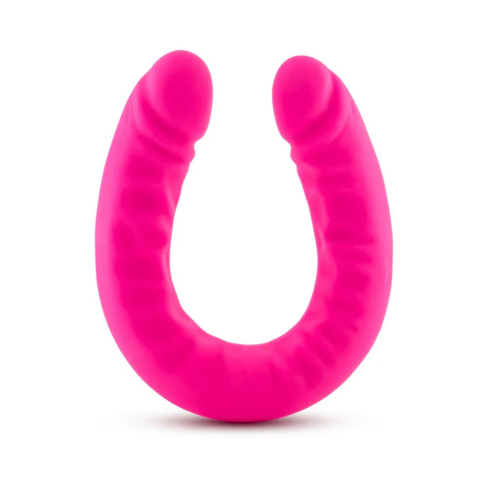 Ruse Realistic 18 in. Silicone Slim Double Dong Dual Ended Dildo Hot Pink thumbnail