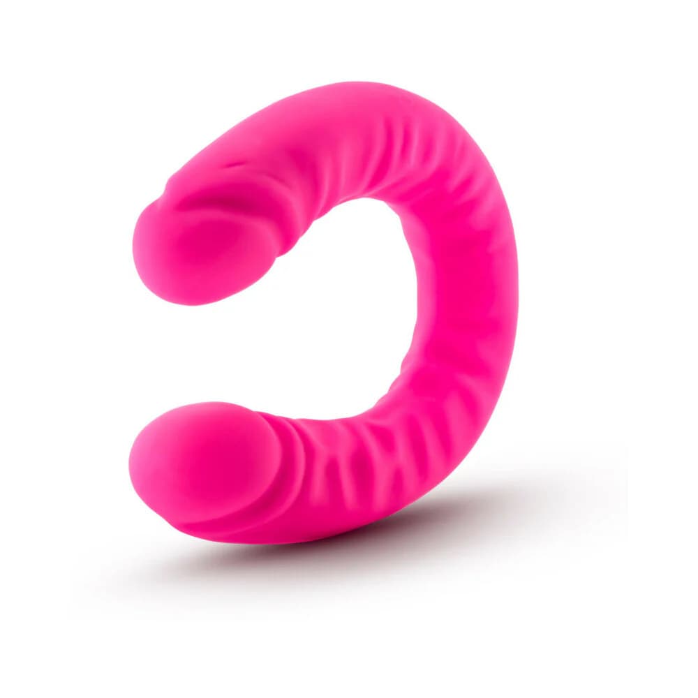 Ruse Realistic 18 in. Silicone Slim Double Dong Dual Ended Dildo Hot Pink thumbnail