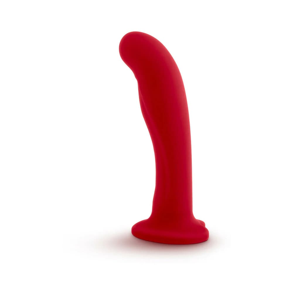 Temptasia Jezebel 6 in. Curved Silicone Dildo with Heart-Shaped Suction Cup Crimson thumbnail