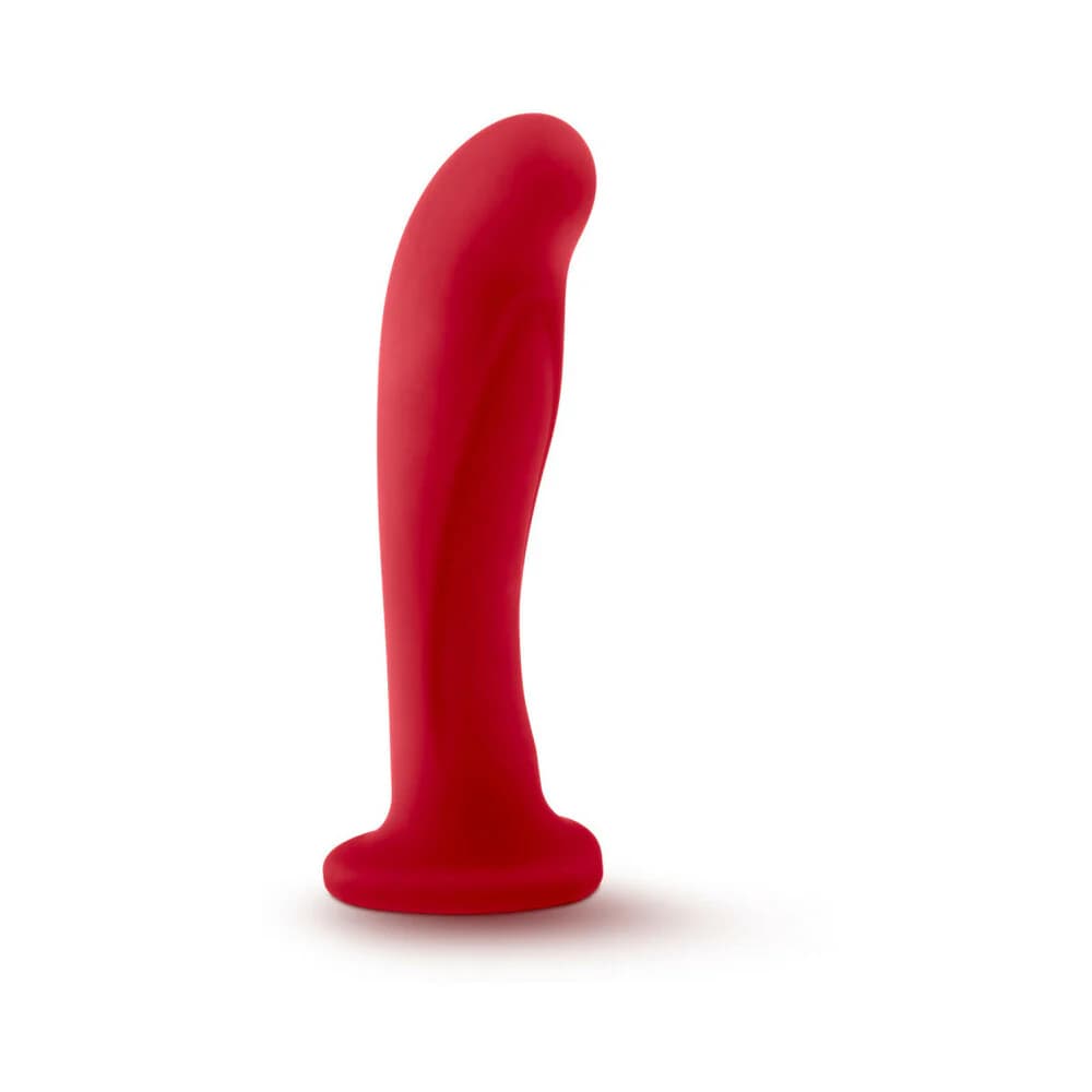 Temptasia Jezebel 6 in. Curved Silicone Dildo with Heart-Shaped Suction Cup Crimson thumbnail