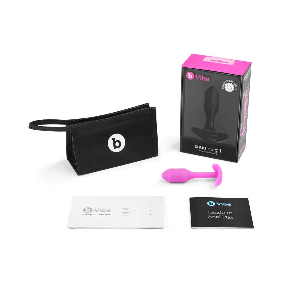 b-Vibe Snug Plug 1 Weighted Silicone Anal Plug Fuchsia thumbnail
