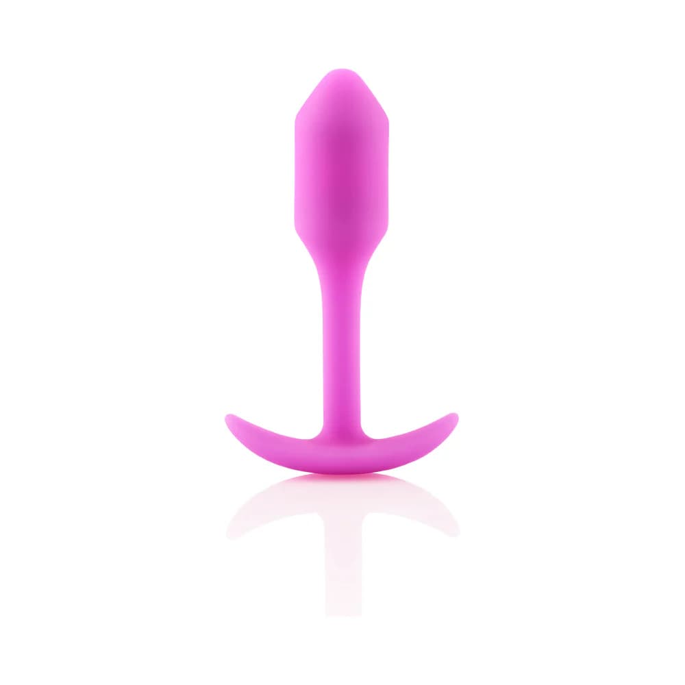 b-Vibe Snug Plug 1 Weighted Silicone Anal Plug Fuchsia thumbnail