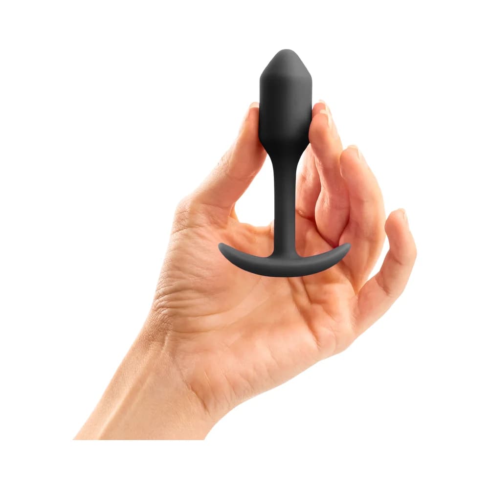 b-Vibe Snug Plug 1 Weighted Silicone Anal Plug Black thumbnail 6