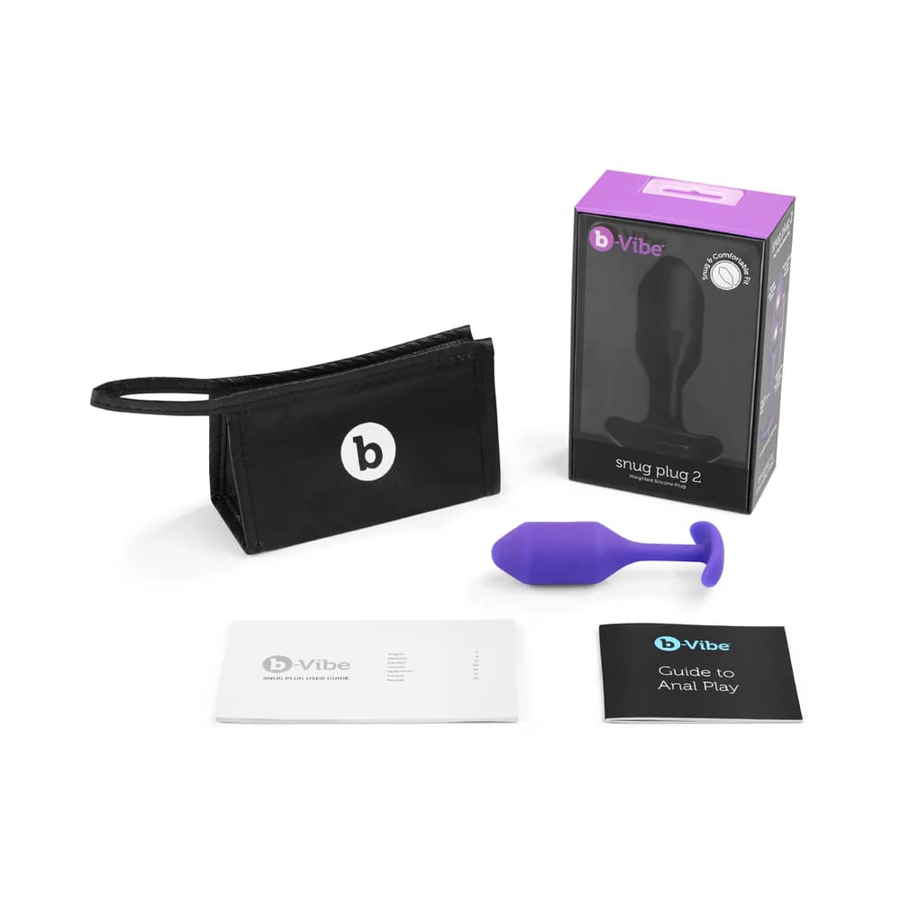 b-Vibe Snug Plug 2 Weighted Silicone Anal Plug Purple thumbnail