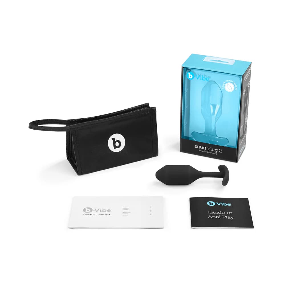 b-Vibe Snug Plug 2 Weighted Silicone Anal Plug Black thumbnail