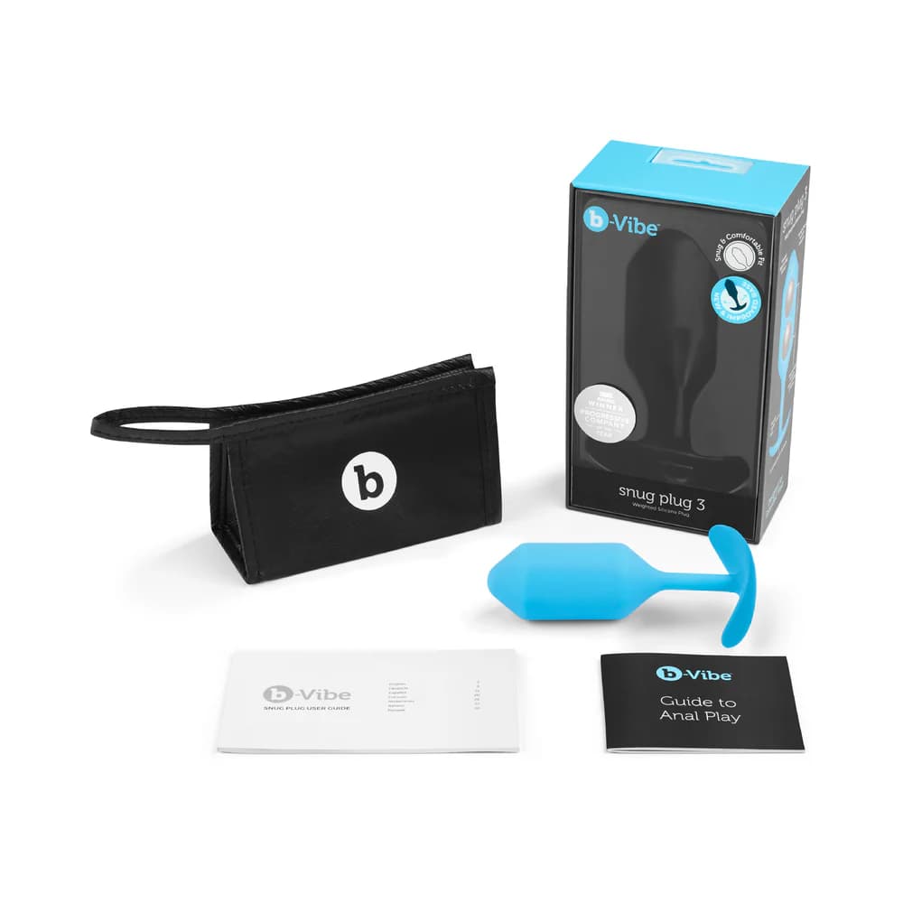 b-Vibe Snug Plug 3 Weighted Silicone Anal Plug Teal thumbnail