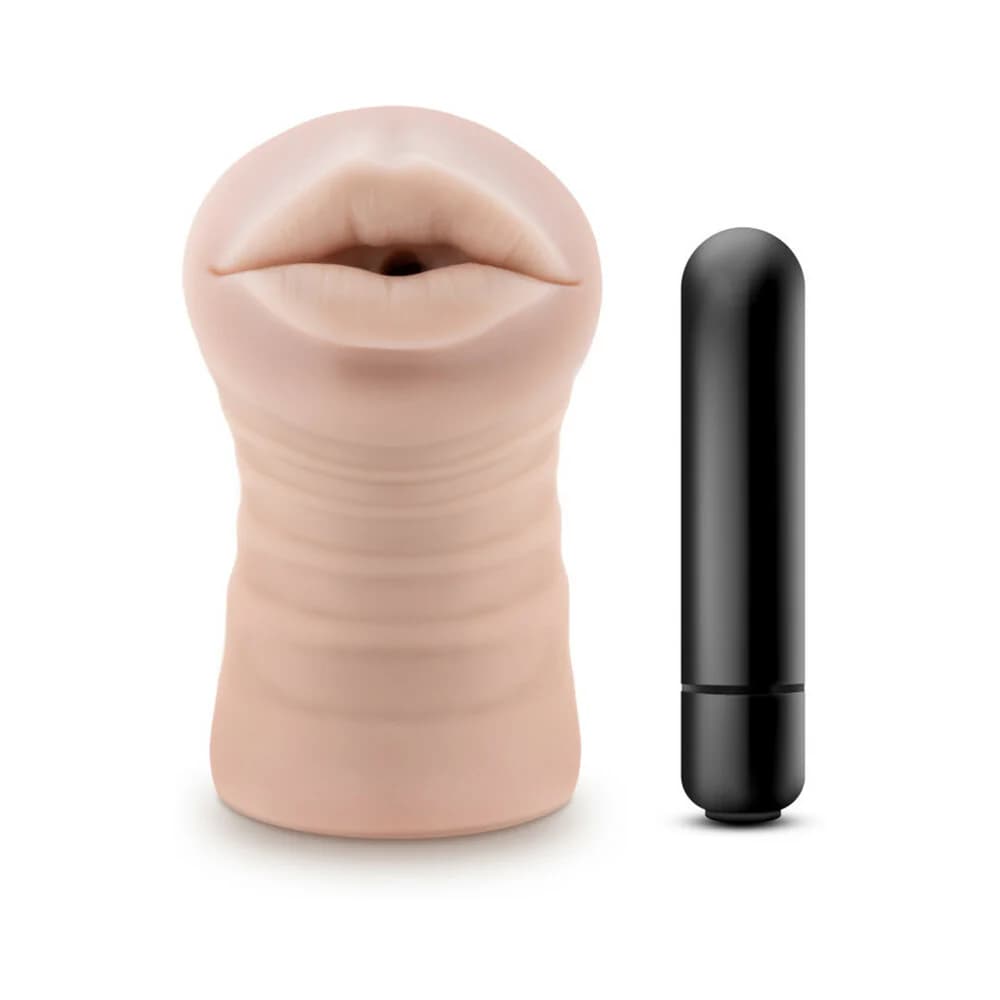 M for Men Skye Oral Stroker with Bullet Vibrator Beige thumbnail