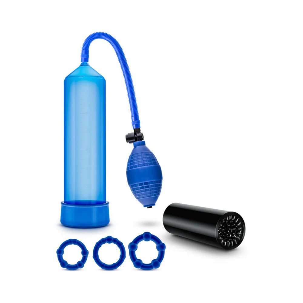 Quickie Kit Go Big Pump, Stroker & 3-Piece Cockring Set Blue thumbnail