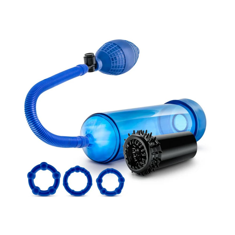 Quickie Kit Go Big Pump, Stroker & 3-Piece Cockring Set Blue thumbnail