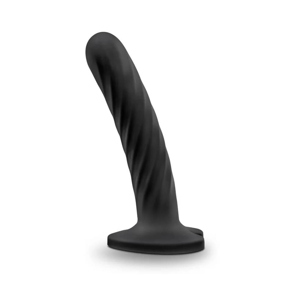 Temptasia Twist 5.5 in. Curved Dildo with Heart-Shaped Suction Cup Medium Black thumbnail