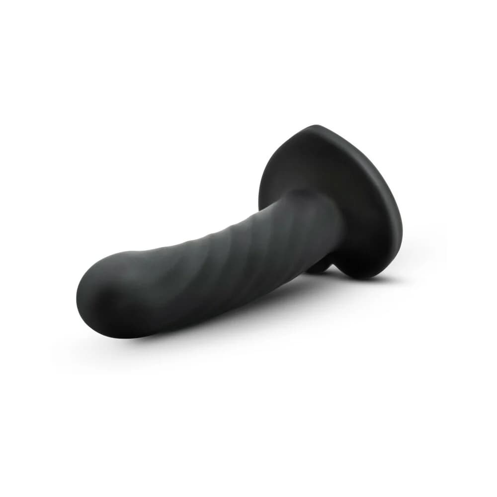 Temptasia Twist 5.5 in. Curved Dildo with Heart-Shaped Suction Cup Medium Black thumbnail