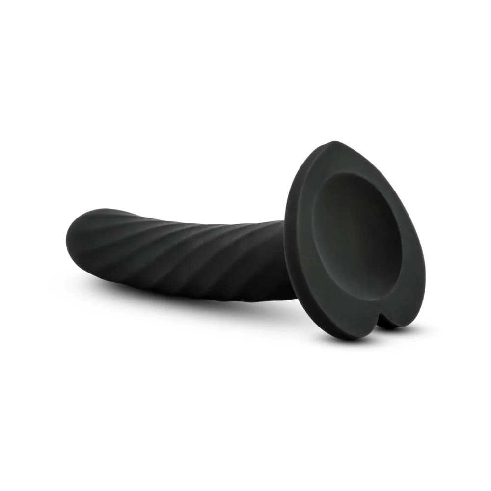 Temptasia Twist 5.5 in. Curved Dildo with Heart-Shaped Suction Cup Medium Black thumbnail