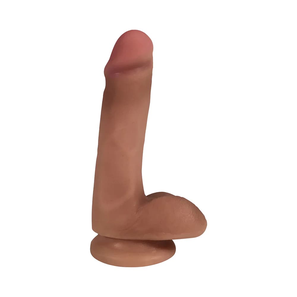 Curve Toys Easy Riders 6 in. Dual Density Dildo with Balls & Suction Cup Tan thumbnail