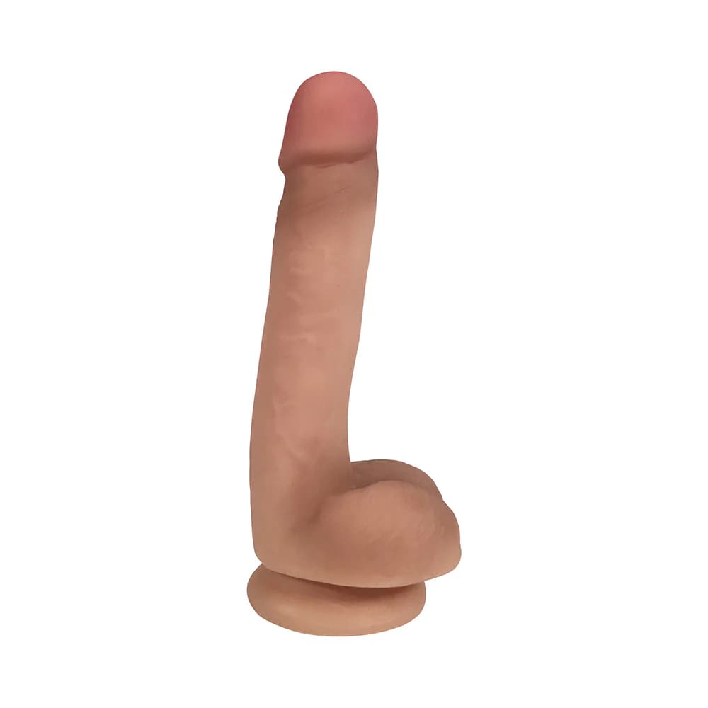 Curve Toys Easy Riders 7 in. Dual Density Dildo with Balls & Suction Cup Beige thumbnail
