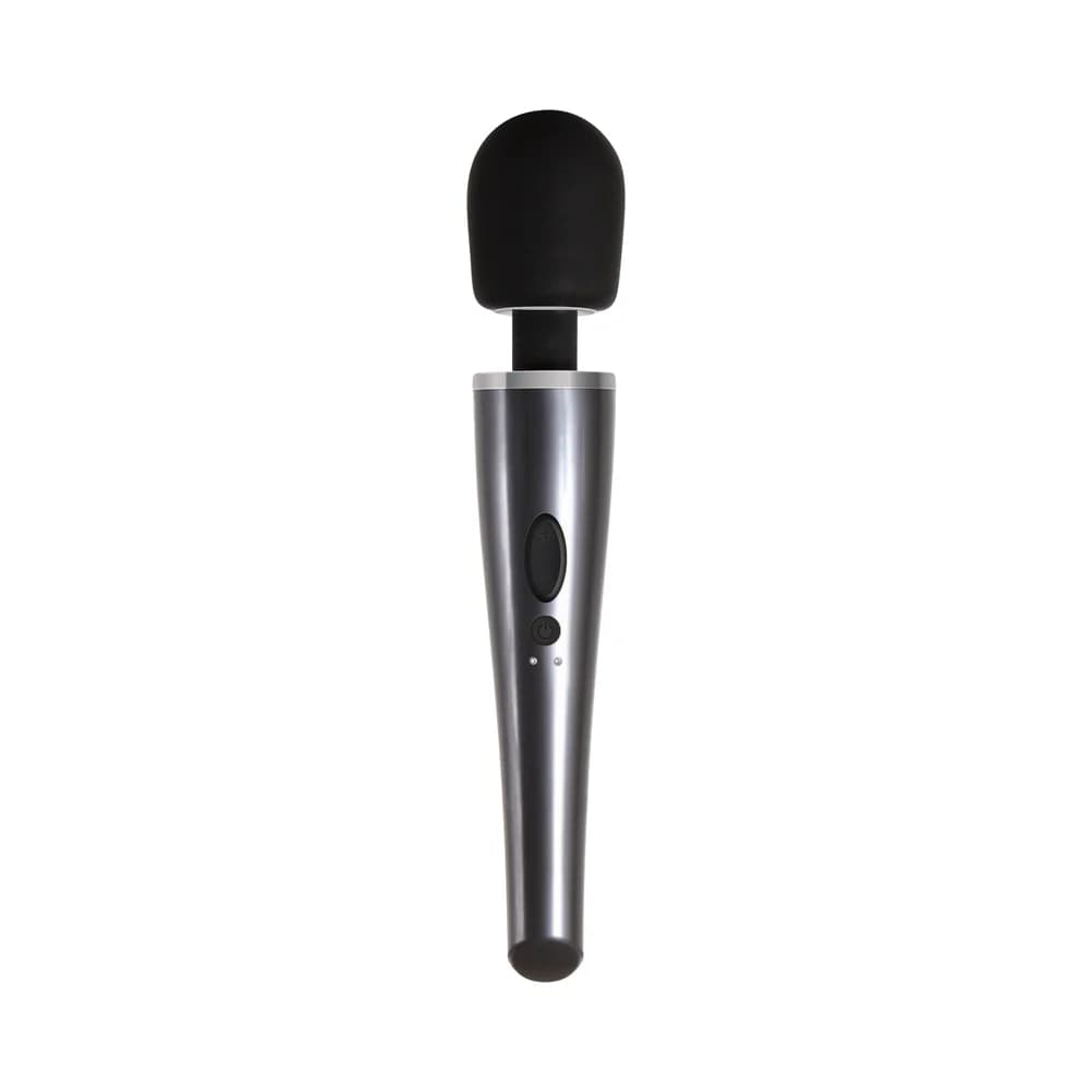 Evolved Mighty Metallic Wand Rechargeable Silicone Wand Vibrator Chrome/Black thumbnail
