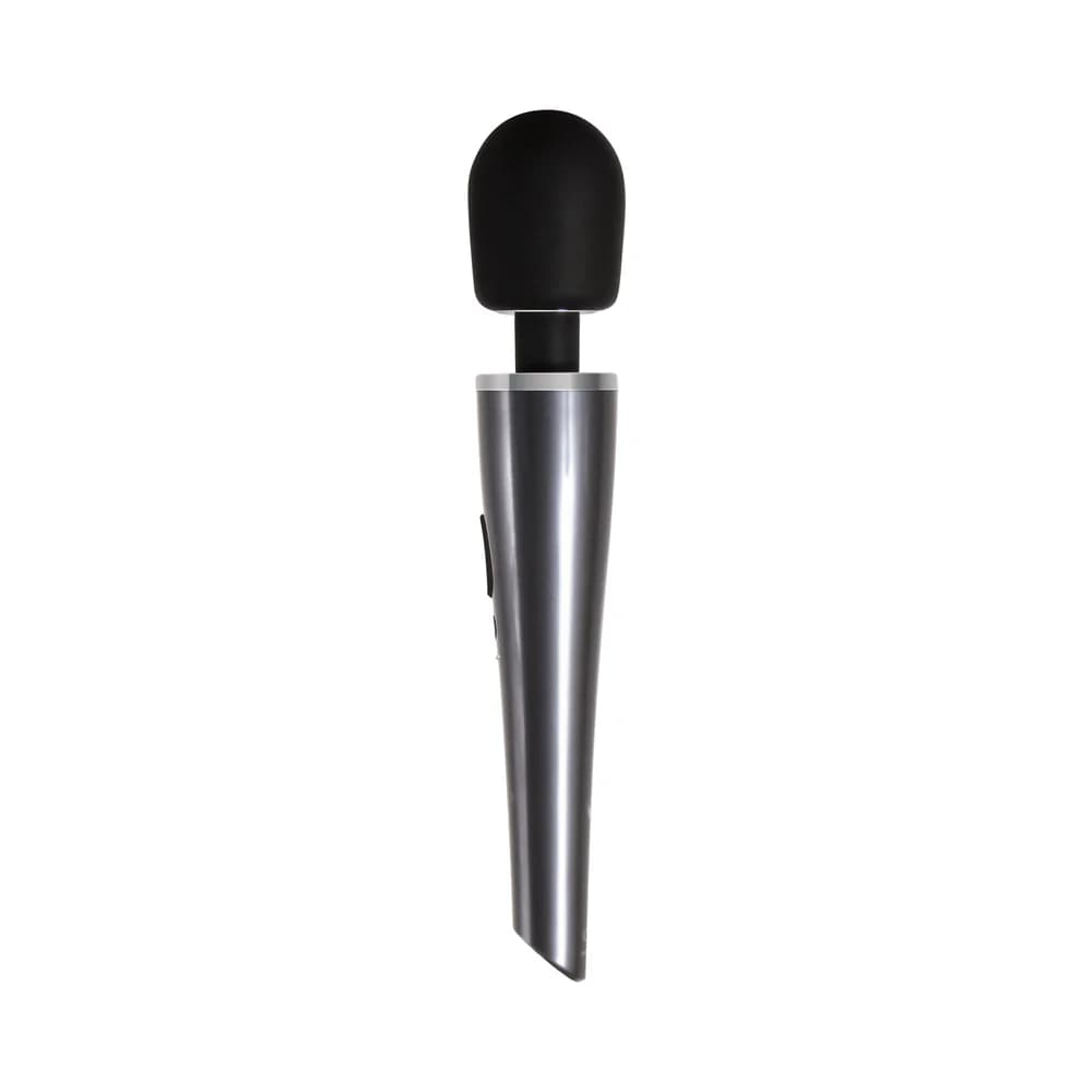 Evolved Mighty Metallic Wand Rechargeable Silicone Wand Vibrator Chrome/Black thumbnail
