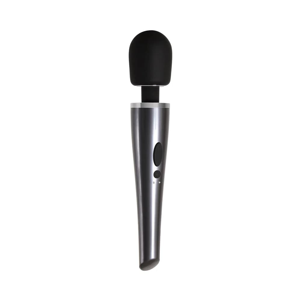 Evolved Mighty Metallic Wand Rechargeable Silicone Wand Vibrator Chrome/Black thumbnail