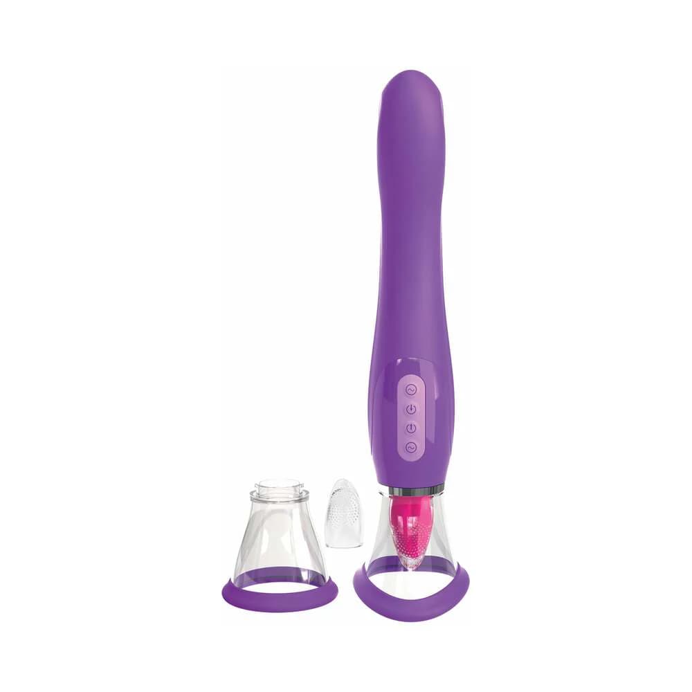 Fantasy For Her Her Ultimate Pleasure Dual-Ended Vibrator With Licking Suction Purple thumbnail