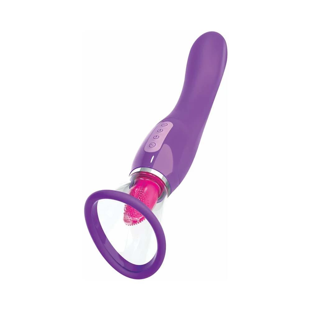 Fantasy For Her Her Ultimate Pleasure Dual-Ended Vibrator With Licking Suction Purple thumbnail