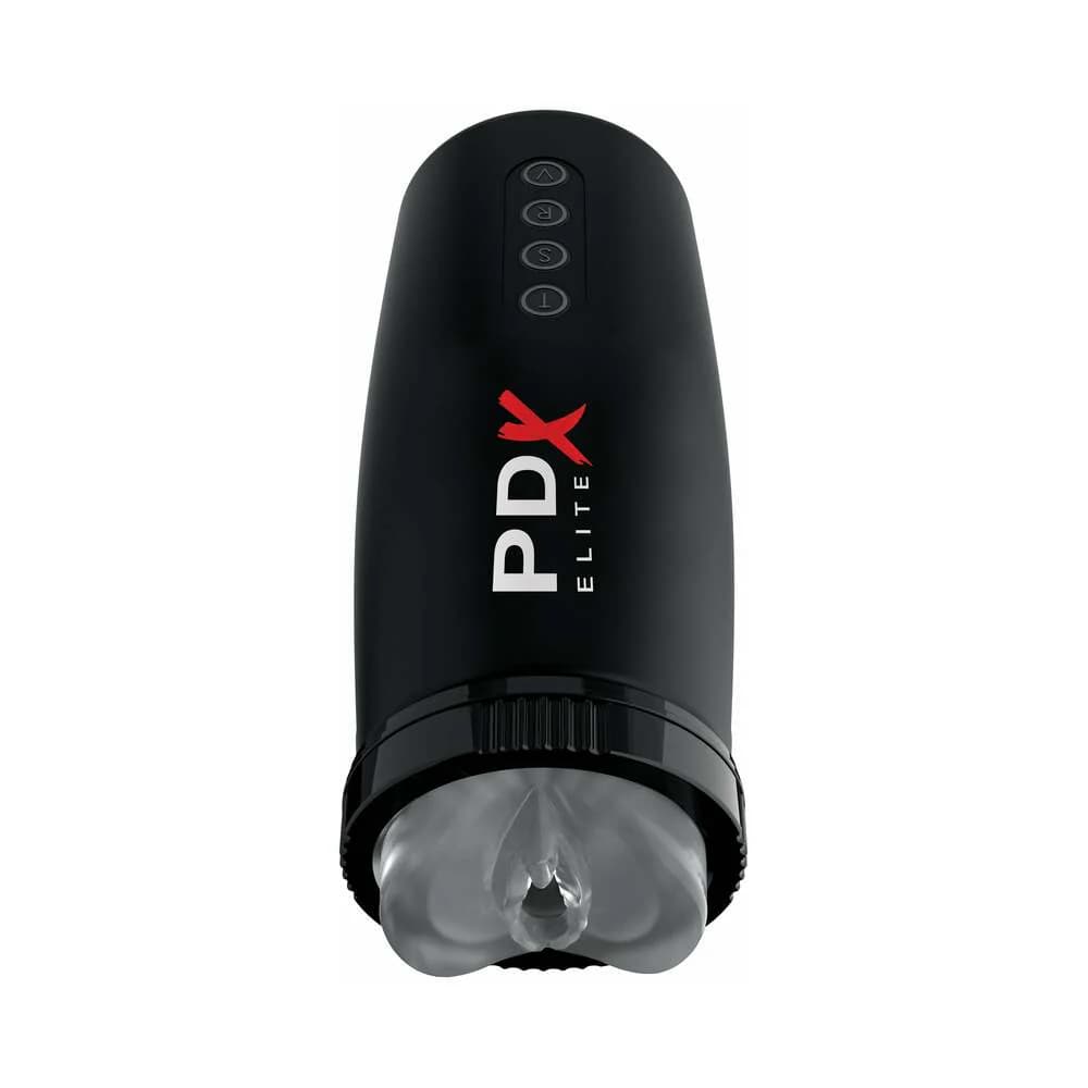 PDX Elite Motobator 2 Rechargeable Thrusting Vibrating Masturbator Clear/Black thumbnail