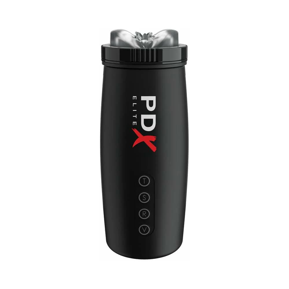 PDX Elite Motobator 2 Rechargeable Thrusting Vibrating Masturbator Clear/Black thumbnail