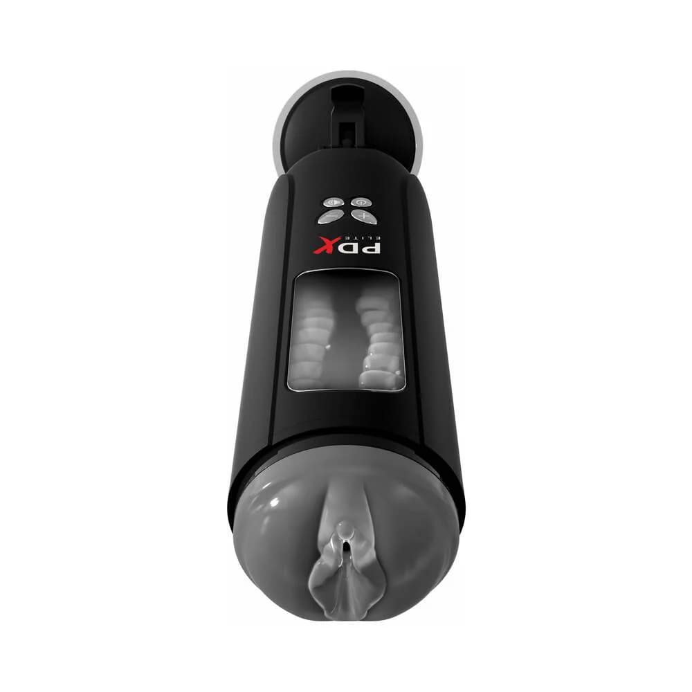 PDX Elite Ultimate Milker Gyrating Suction Stroker With Audio and Suction Cup Clear/Black thumbnail