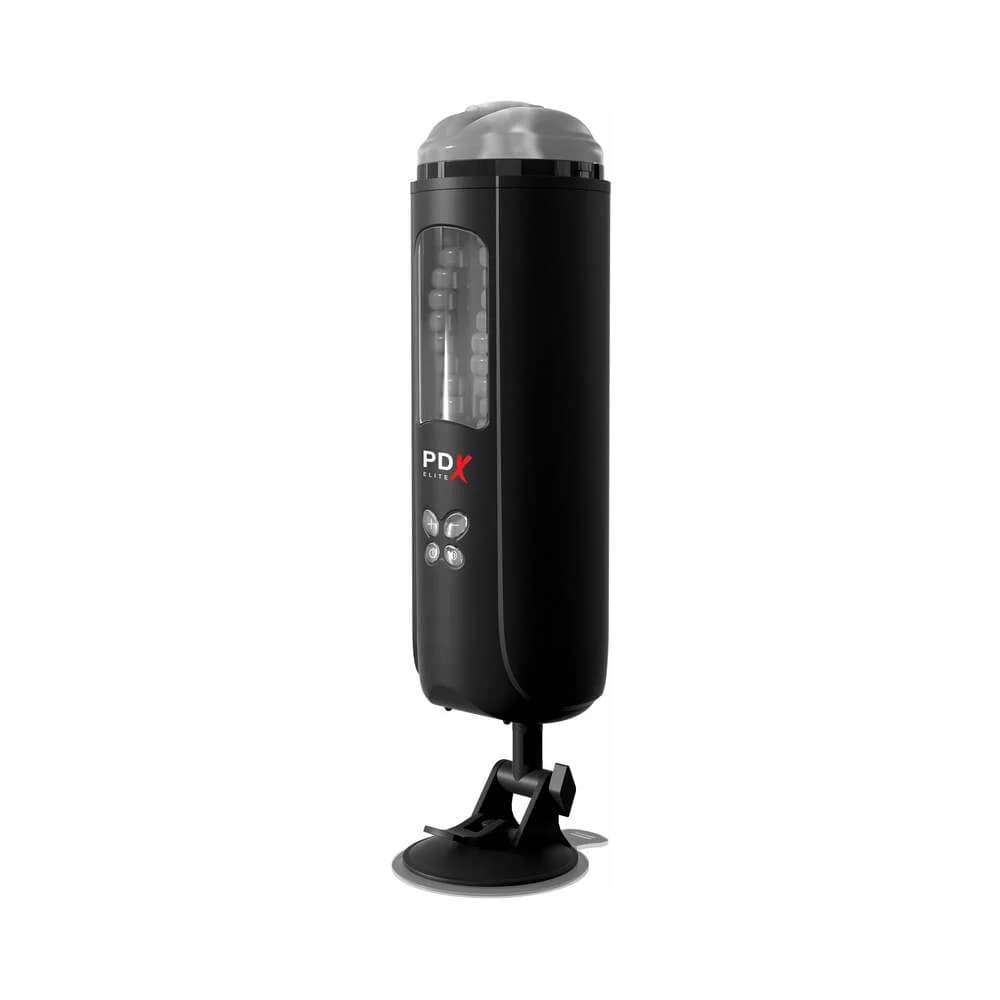 PDX Elite Ultimate Milker Gyrating Suction Stroker With Audio and Suction Cup Clear/Black thumbnail