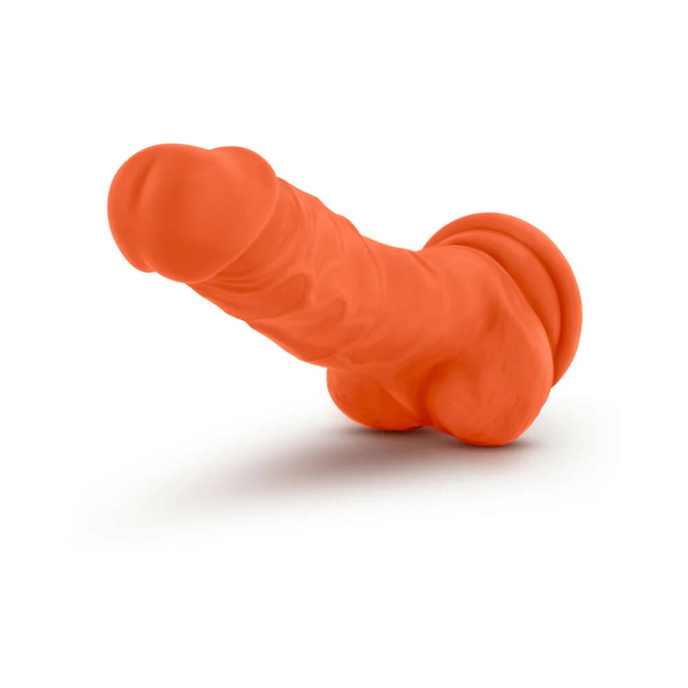 Neo Elite 7.5 in. Silicone Dual Density Dildo with Balls Neon Orange thumbnail