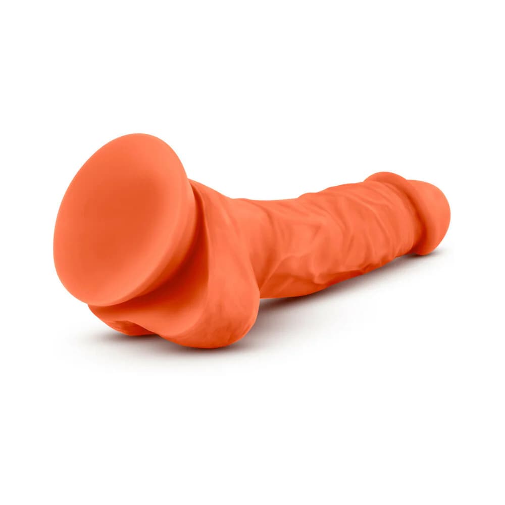 Neo Elite 7.5 in. Silicone Dual Density Dildo with Balls Neon Orange thumbnail