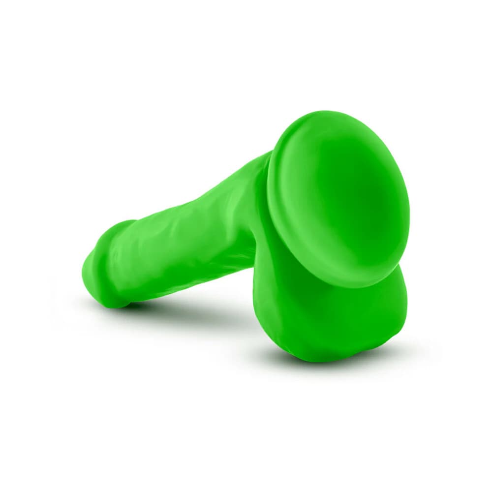 Neo Elite 6 in. Silicone Dual Density Dildo with Balls Neon Green thumbnail