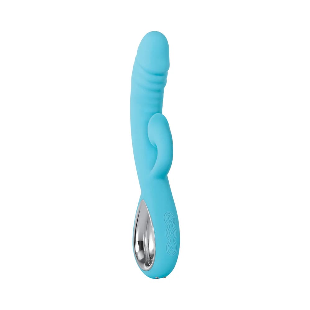 Evolved Triple Infinity Rechargeable Heating Suction Silicone Dual Stimulator Blue thumbnail