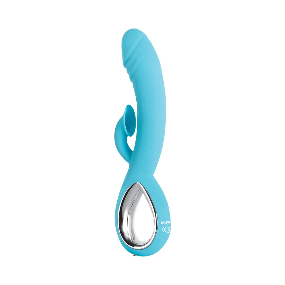 Evolved Triple Infinity Rechargeable Heating Suction Silicone Dual Stimulator Blue thumbnail