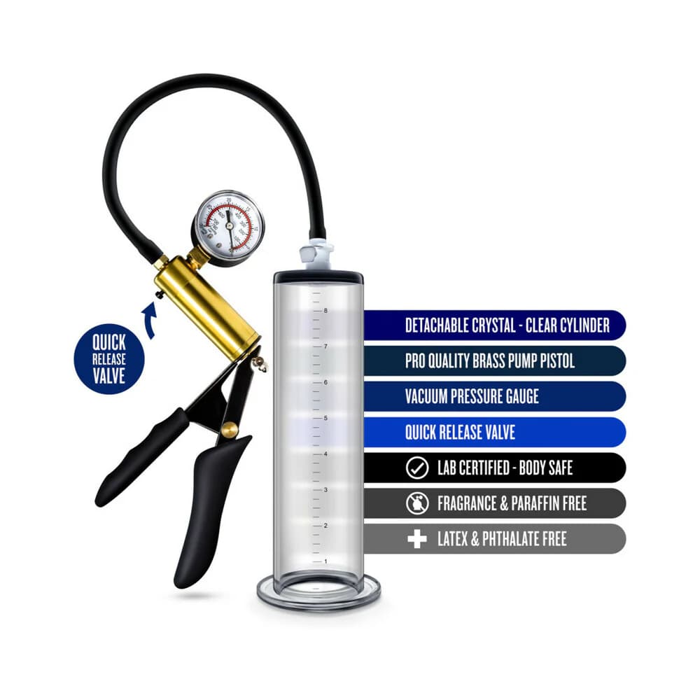 Performance VX6 Vacuum Penis Pump with Brass Pistol & Pressure Gauge Clear thumbnail