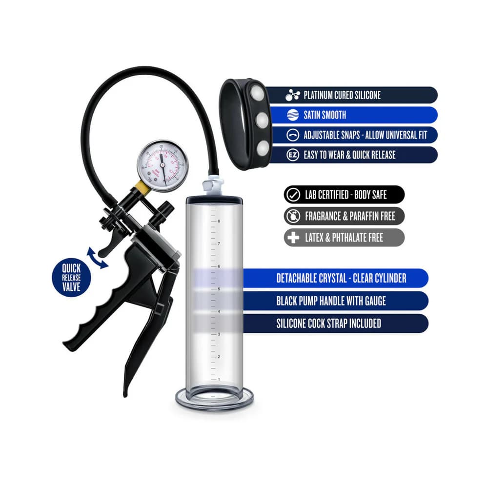 Performance VX8 Premium Penis Pump System with Silicone Cock Strap Clear thumbnail