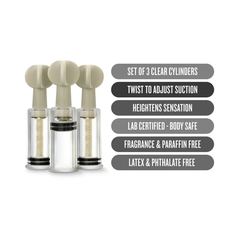 Temptasia Clit and Nipple Twist Suckers 3-Piece Set Clear thumbnail