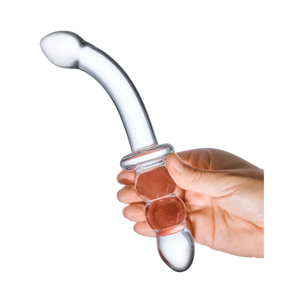 Glas 8 in. Ribbed G-Spot Glass Dildo thumbnail