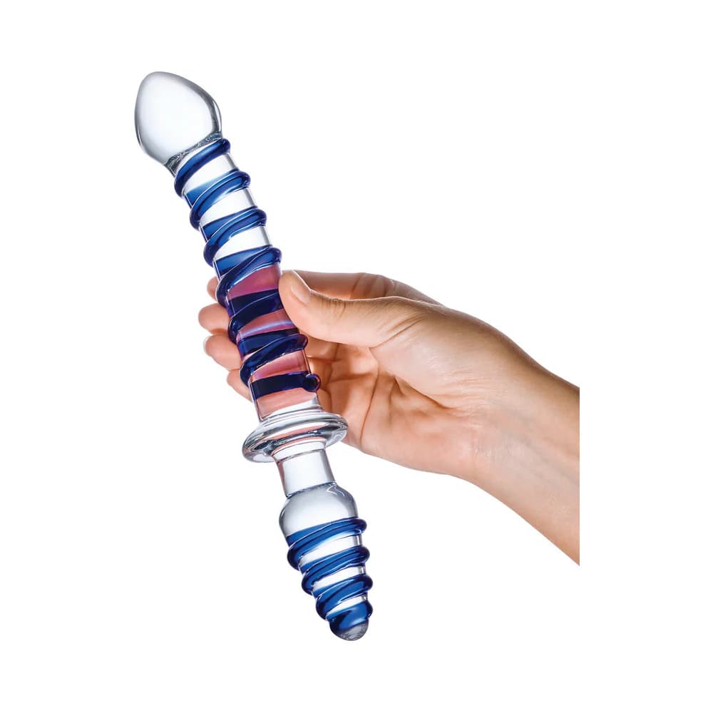 Glas 10 in. Mr. Swirly Double Ended Glass Dildo & Butt Plug thumbnail
